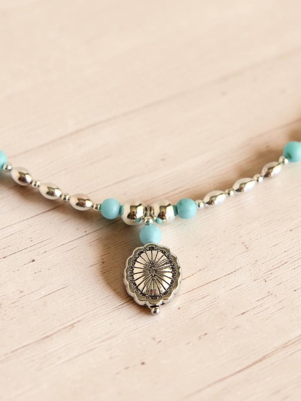 Silver and Turquoise Howlite Delicate Necklace - Picture 3 of 4